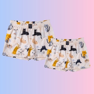 Passende UNISEX Boxershorts Schlafshorts aus Baumwolle im Hundedruck