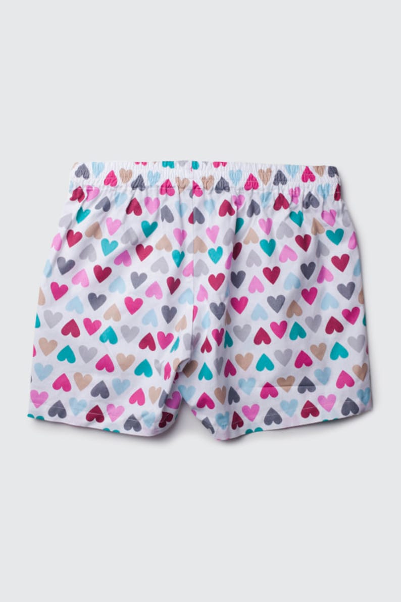 Couple cotton sleeping shorts boxers COLOUR HEARTS his hers