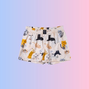 Herren Boxershorts aus Baumwolle in Katzen Druck