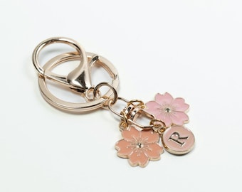 Personalized Initial Floral Keychain Bag Charm