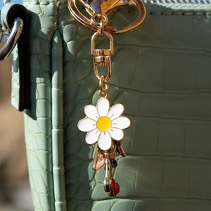 Girly Dangle Keychain Custom Initial With Flower-Star-Cherry-Envelope-Heart Charm-Ideal Gift