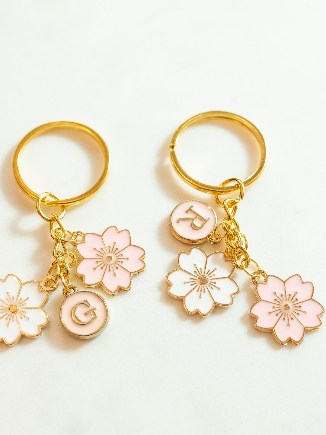 Personalized Cherry Blossom Flower Charm Aesthetic Keychain, Custom ...