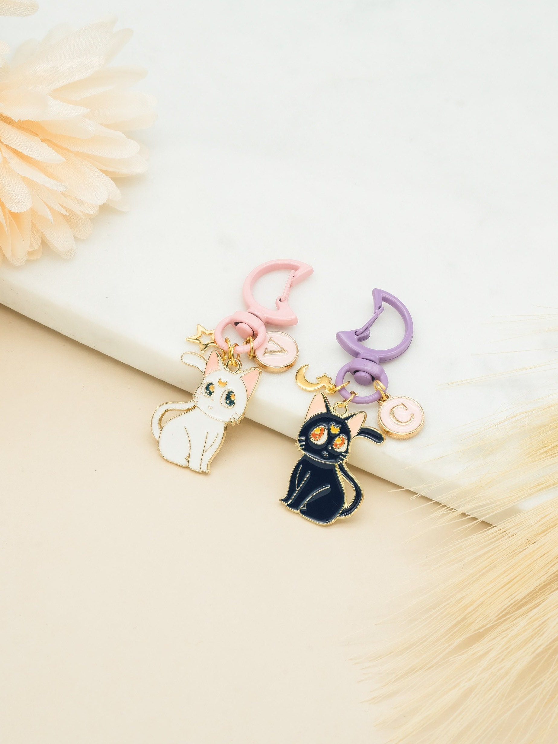 Custom Luna/Artemis Anime Moon Cat Cute Keychain, Gift for Best Friend | Birthday Gift
