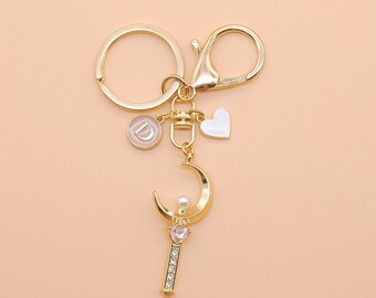 Mini Moon Pendant Charm with Name Keychain, Car Accessories, Christmas Gift for Friends
