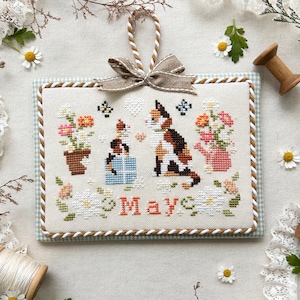 Mai 2025 Kitty Kalender Serie Maritim Muttertag Stich mit Kaffee Designs Gänseblümchen Mai DIY Vatertag Familie Liebe Blumenstrauß