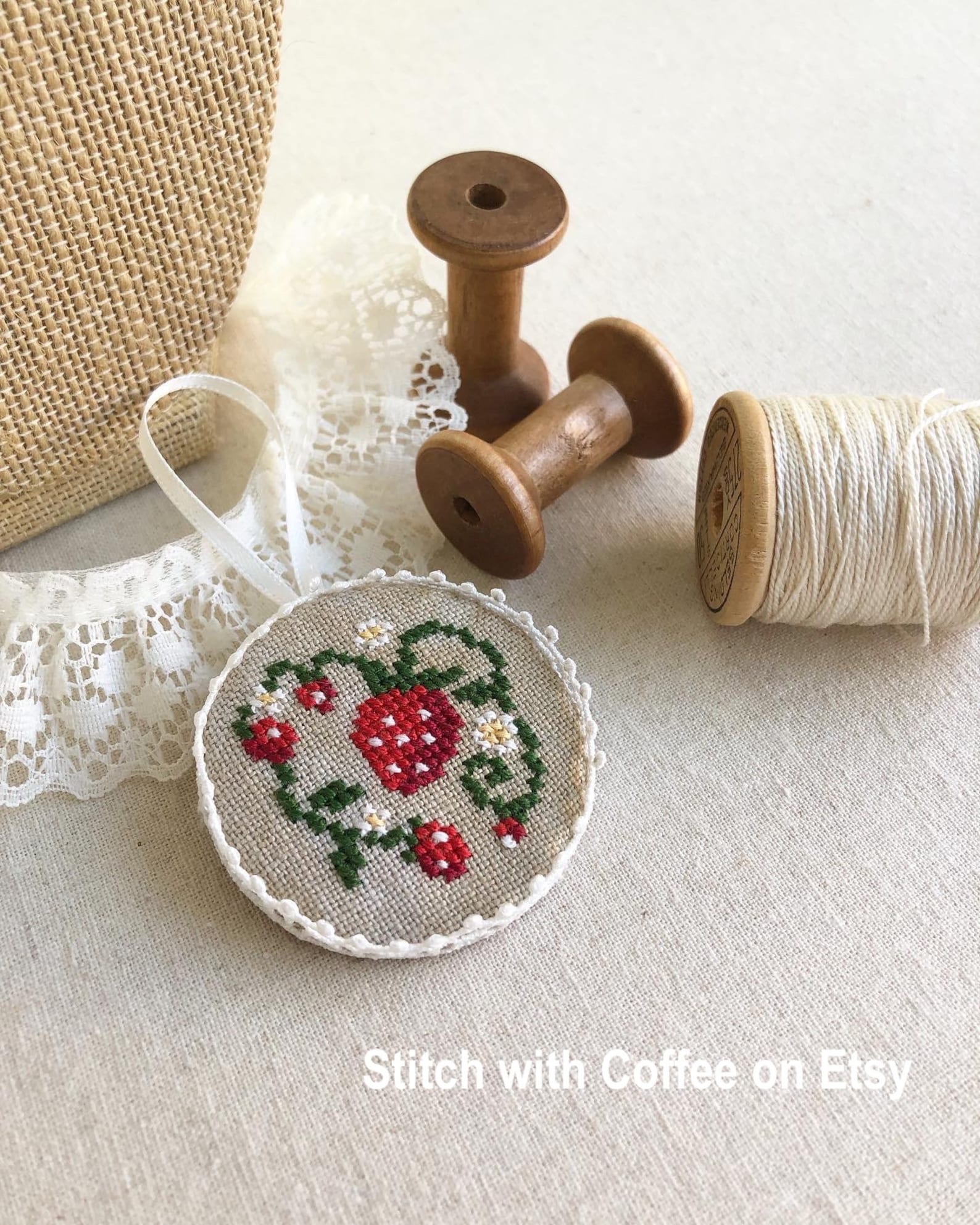 Cross Stitch Pattern Cat Tuxedo Strawberry Farm PDF Download Etsy