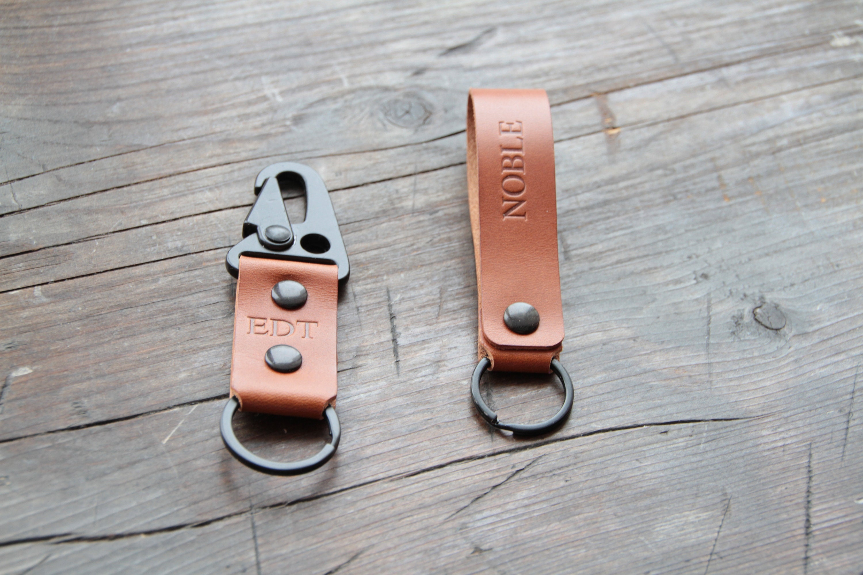 Leather keychain clip Personalized EDC carabiner Key hook Etsy