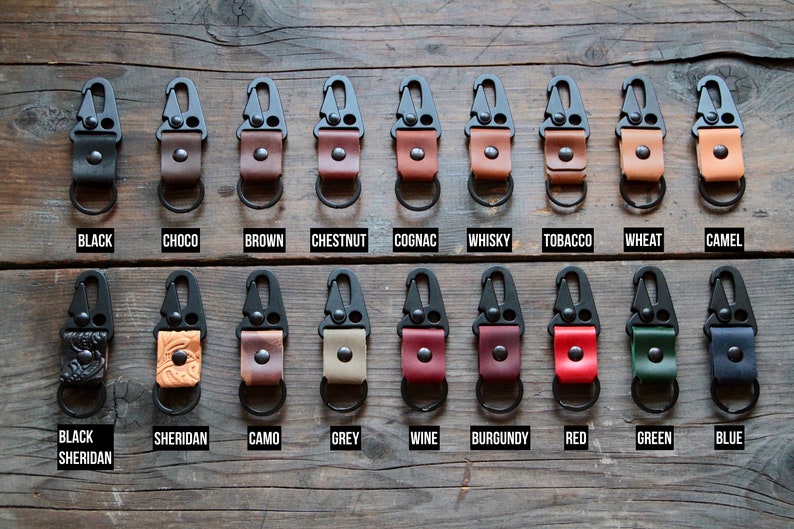 Brass Leather Keychain EDC Groomsmen Key Fob Carabiner Etsy