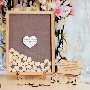Alternativa al libro degli ospiti di matrimonio Libro degli ospiti di matrimonio rustico personalizzato in legno