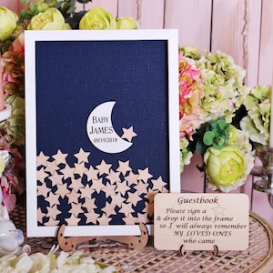 Baby Shower moon and stars guest book alternative, 3 D 1st Birthday guest book Twinkle little star guest book baby Wedding box