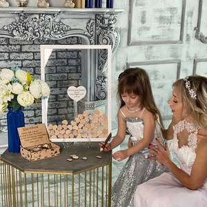 Acrylic Wedding guest book alternative wood, Rustic wedding guest book, Wedding gift for bride, Personalized Guest Book Hearts
