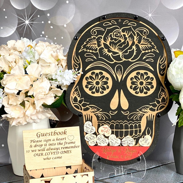 Halloween wedding guest book alternative , Sugar Skull wedding guest book Halloween , Gothic wedding ideas