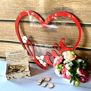 Red Heart Wedding guestbook alternative,  Wedding guestbook sign , Heart drop box, Transparent guestbook alternative heart, Wedding Hearts
