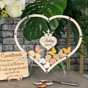 Crown heart Sweet 16 guestbook alternative, Mis Quince crown guest book alternative, Crown guest book for sweet 16