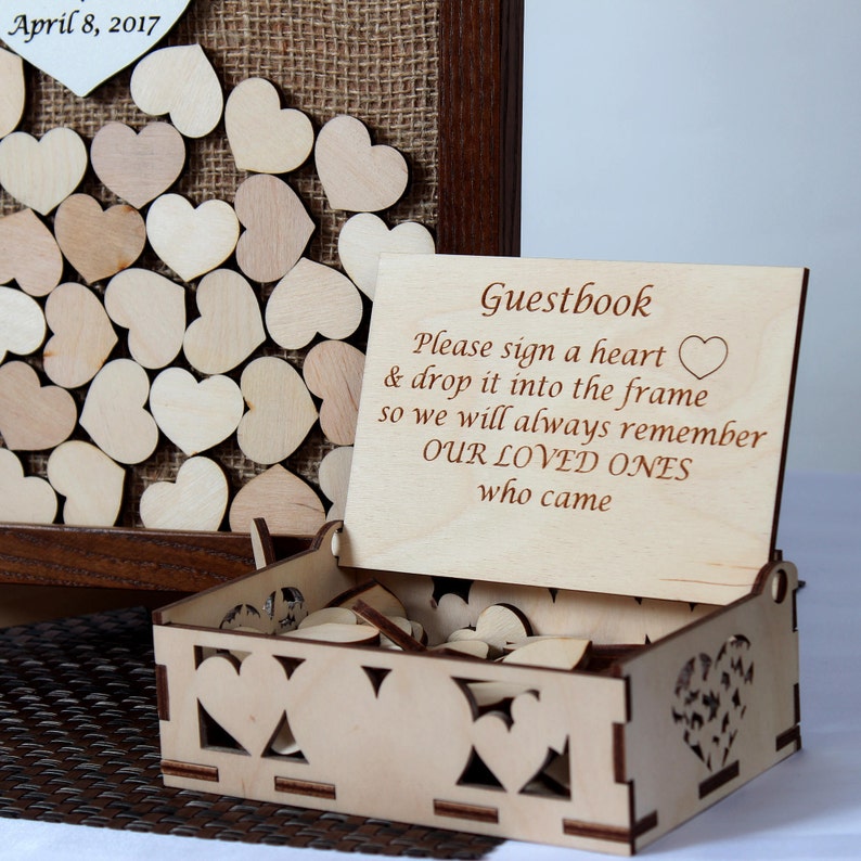 Heart Wedding guest book alternative, Personalized Wedding guest book, Wedding Sign Bridal Shower gift Guest book wood image 3