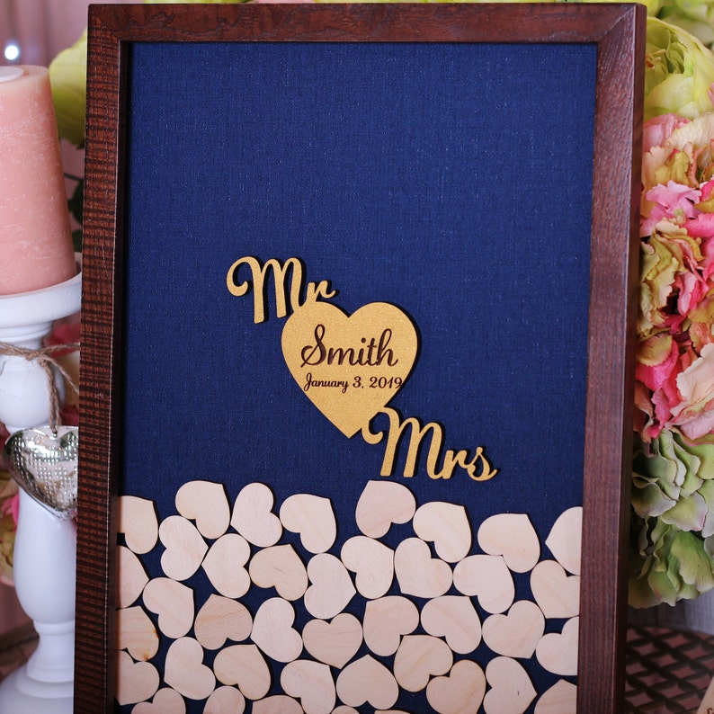 Wedding guestbook alternative Mr and Mrs wedding guestbook heart drop guest book image 3
