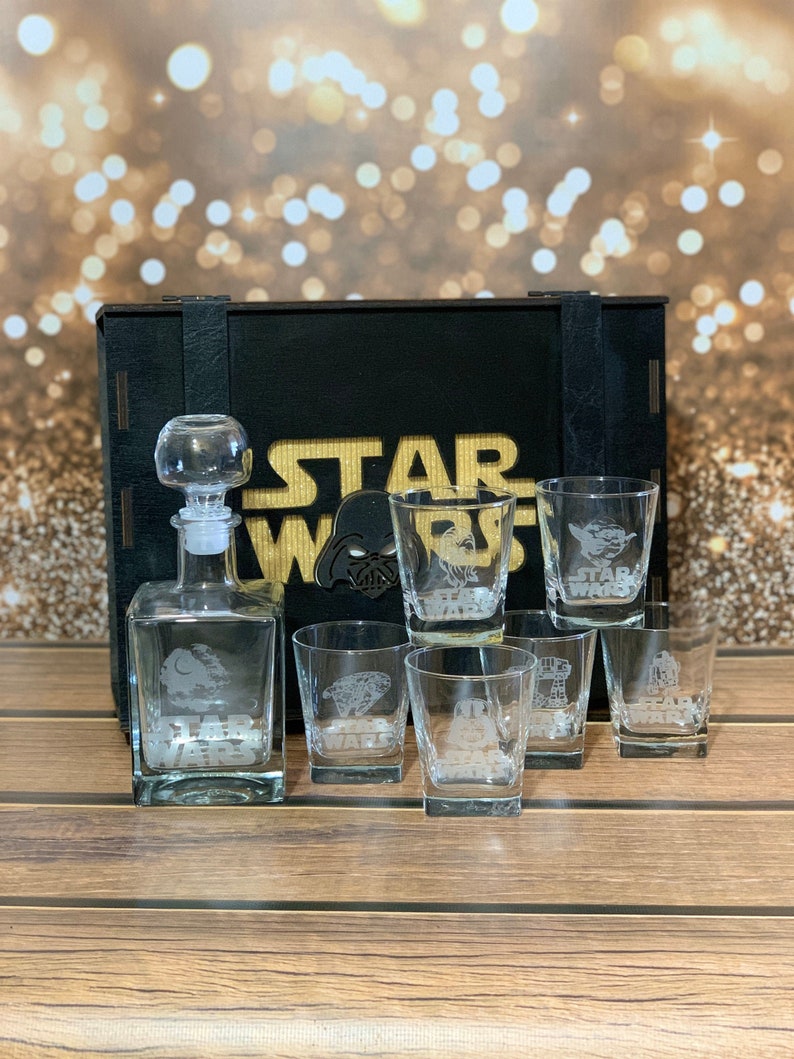 Whiskey glasses Set Christmas Gift for Him Yoda best dad