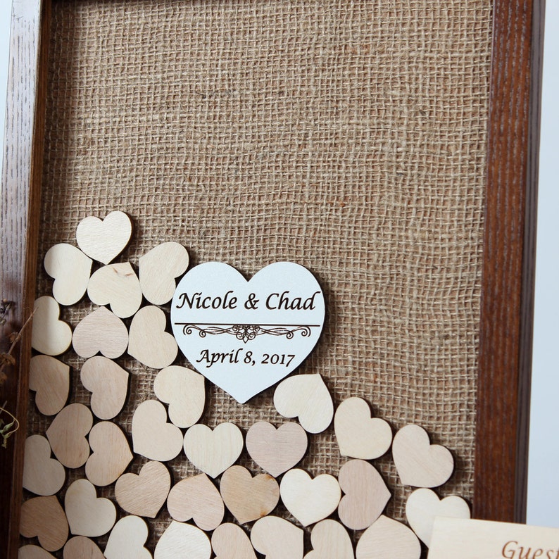 Heart Wedding guest book alternative, Personalized Wedding guest book, Wedding Sign Bridal Shower gift Guest book wood image 4