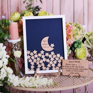 Baby shower guest book alternative, Moon and stars baby shower guestbook alternative, Birthday guest book, Twinkle little star baby shower