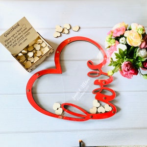 Heart wedding guestbook alternative drop box, Sign in guest book for wedding , Love shape guestbook