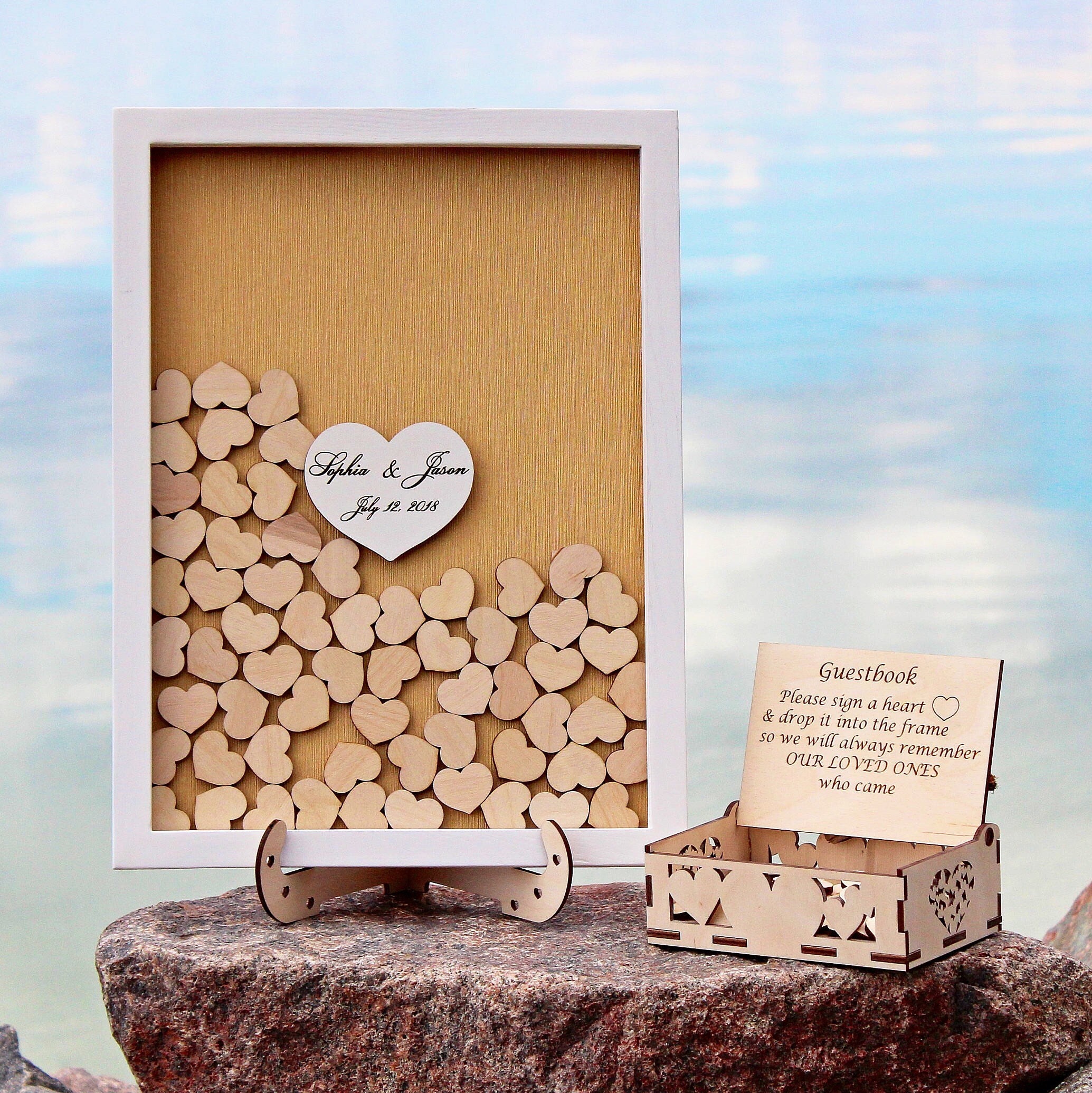 Wedding box with hearts guestbook alternative Wedding guest Etsy
