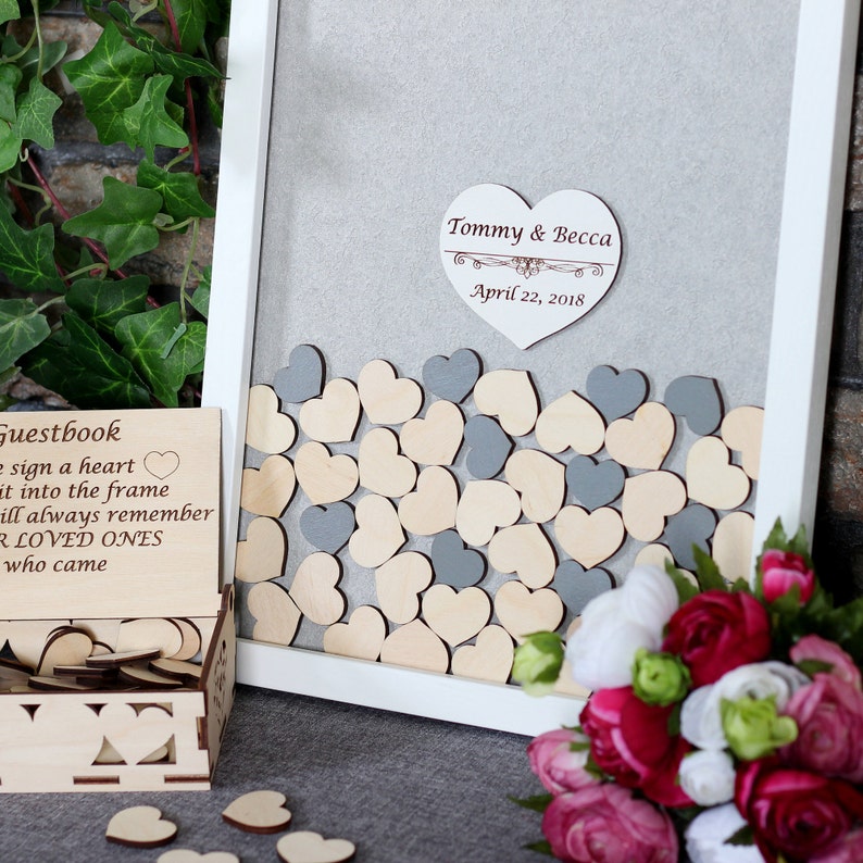 Purple wedding guest book hearts Alternative Wedding Etsy