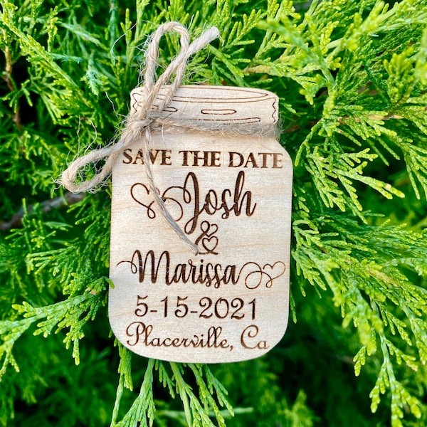 Wooden save the date Magnet, Save the date Mason jar, mason jar Save the dates,Wedding magnet, Wedding save the date