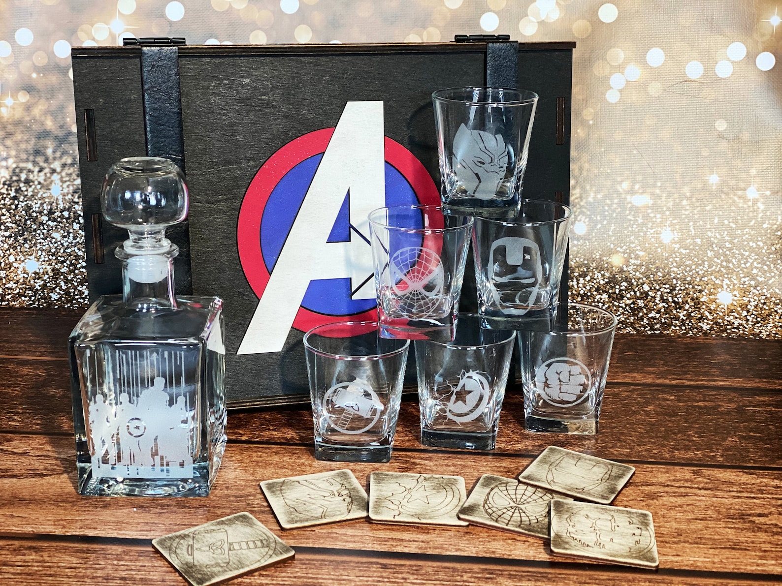 Avengers Whiskey Decanter Set Superhero Groomsmen Gift Ideas