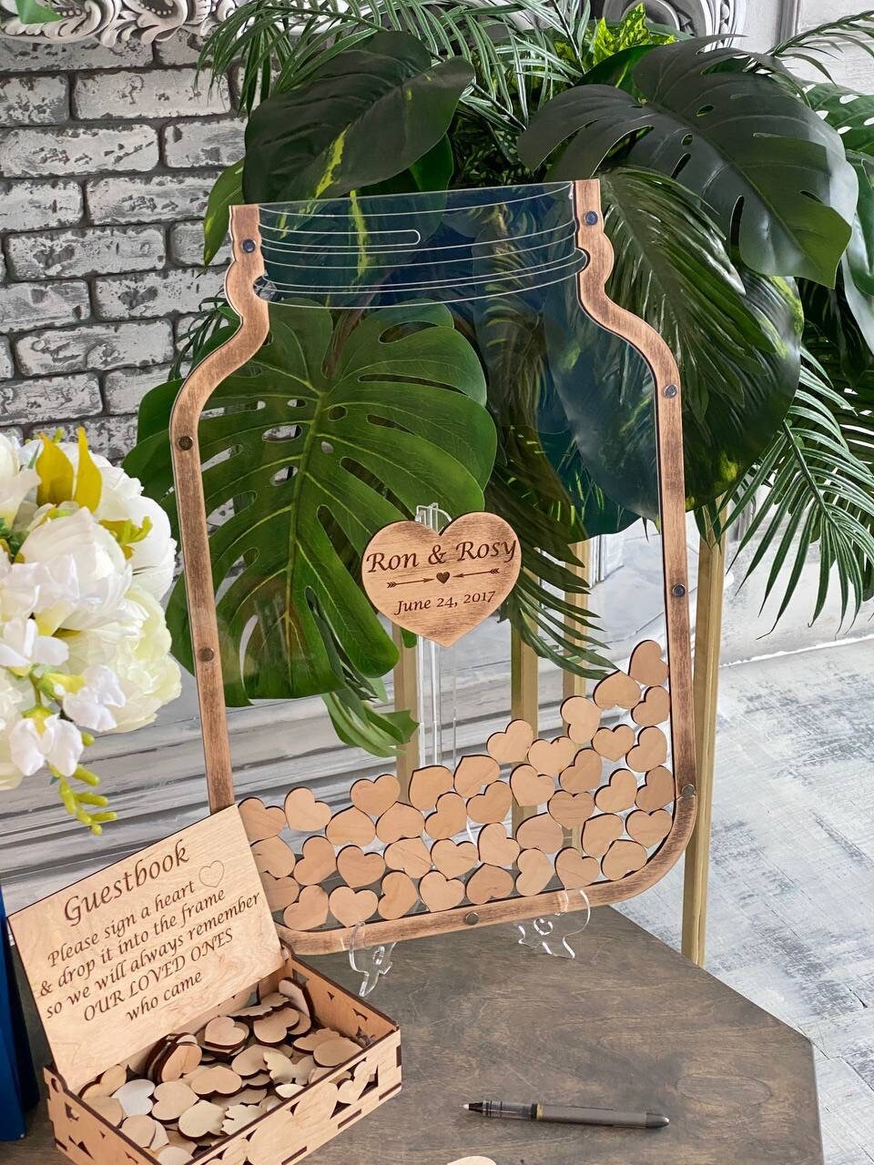 Mason Jar Wedding Guest Book Alternative Rustic Wedding Mason Etsy