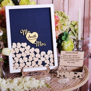 Wedding guestbook alternative Mr and Mrs wedding guestbook heart drop guest book image 7