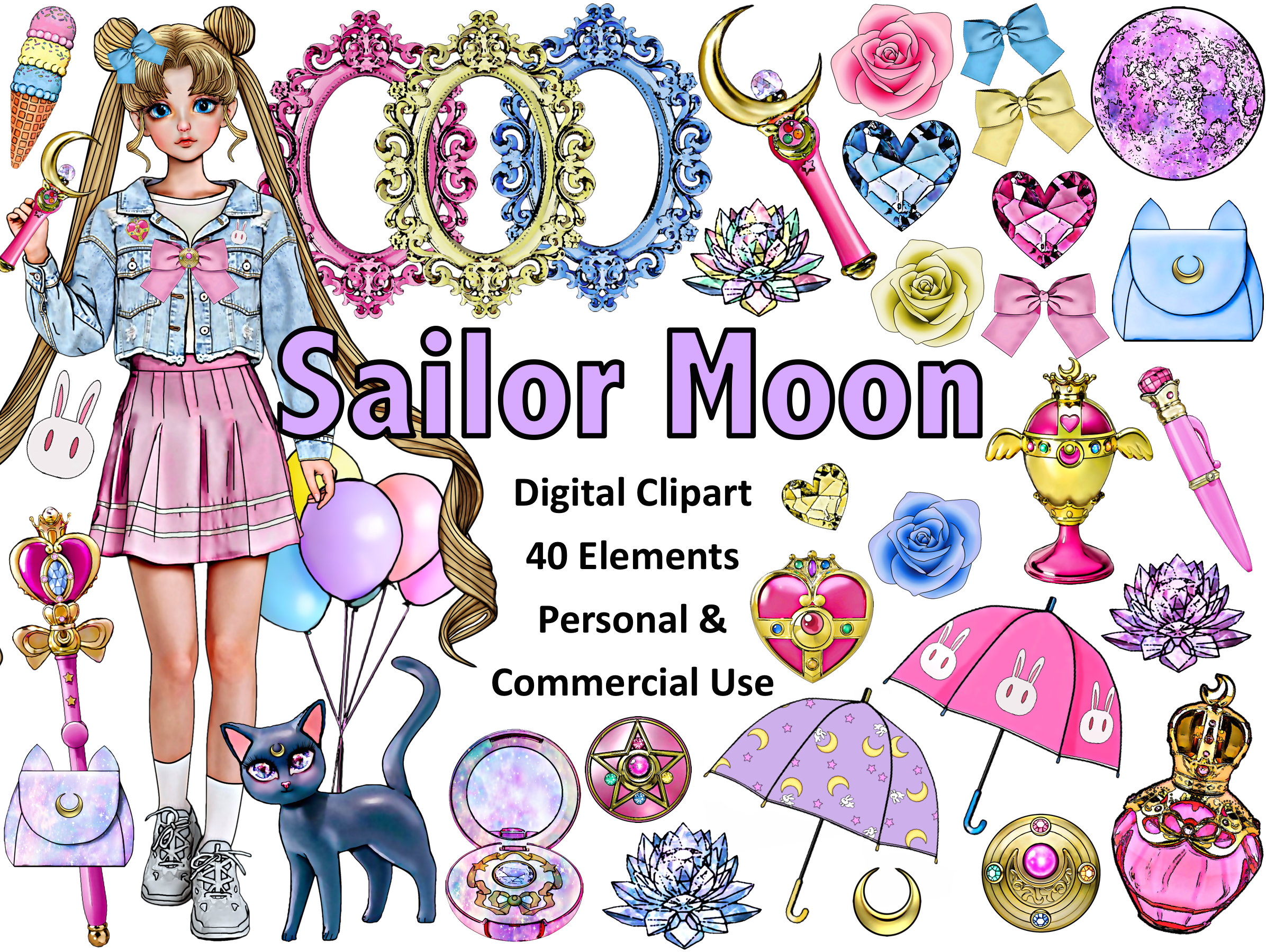 Sailor Moon Clipart Sailor Moon PNG Anime Digital Clip Art - Etsy Canada