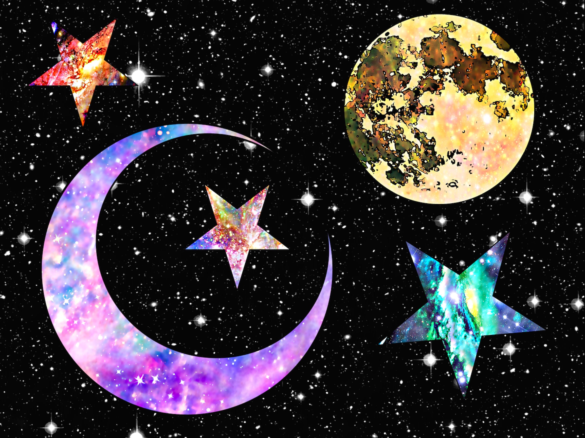 Mond und Sterne Clipart Mond Png Sterne Png Galaxy Clipart Etsy