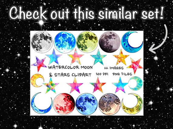 Mond Und Sterne Clipart Mond Png Sterne Png Galaxy Clipart Etsy
