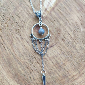 Boho ethnic necklace with labradorite pearl image 1