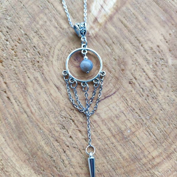 Collier ethnique bohème avec perle en labradorite