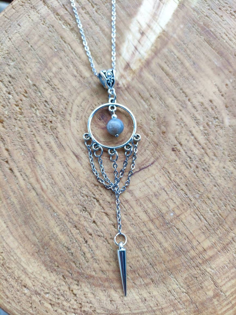 Boho ethnic necklace with labradorite pearl image 1