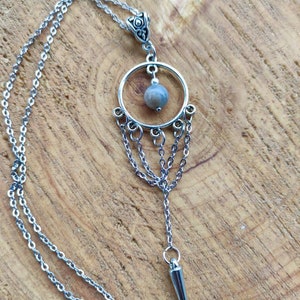 Boho ethnic necklace with labradorite pearl image 2