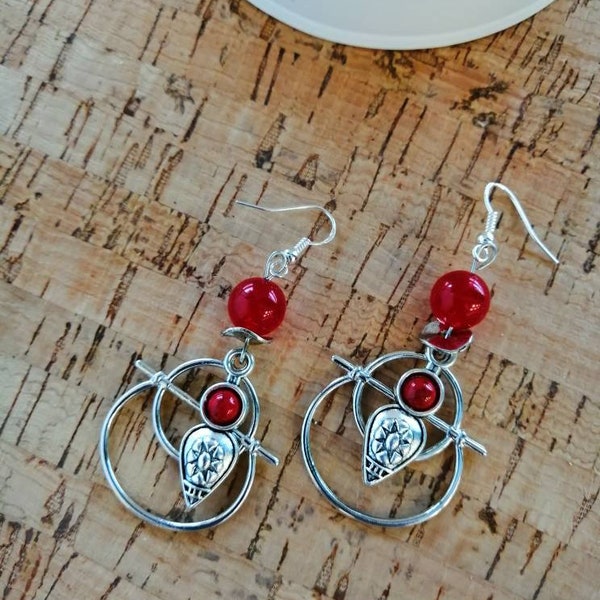 Boucles d'oreilles ethniques rouge