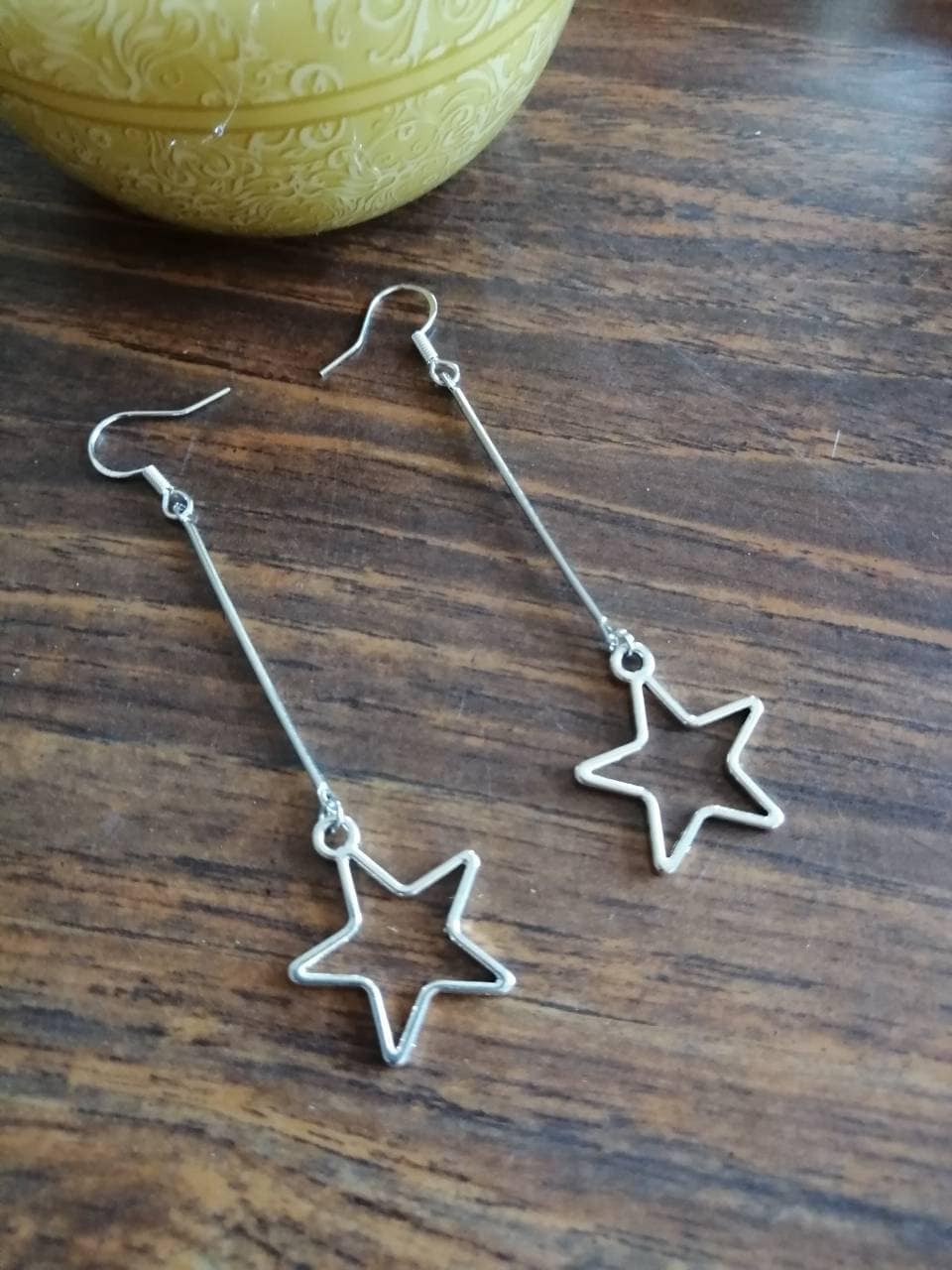 Boucles D'oreilles étoiles Argentées Perles - Dimensions 6x7 Cm, Neuf Avec étiquettes
