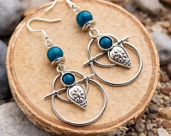 Blue apatite earrings – boho chic – Natural stone jewelry for women – Original gift for women