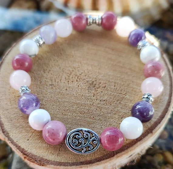 Bracelet En Howlite Et Quartz Rose Perles 6 Mm - Naturel, Artisanal, Neuf Avec étiquette
