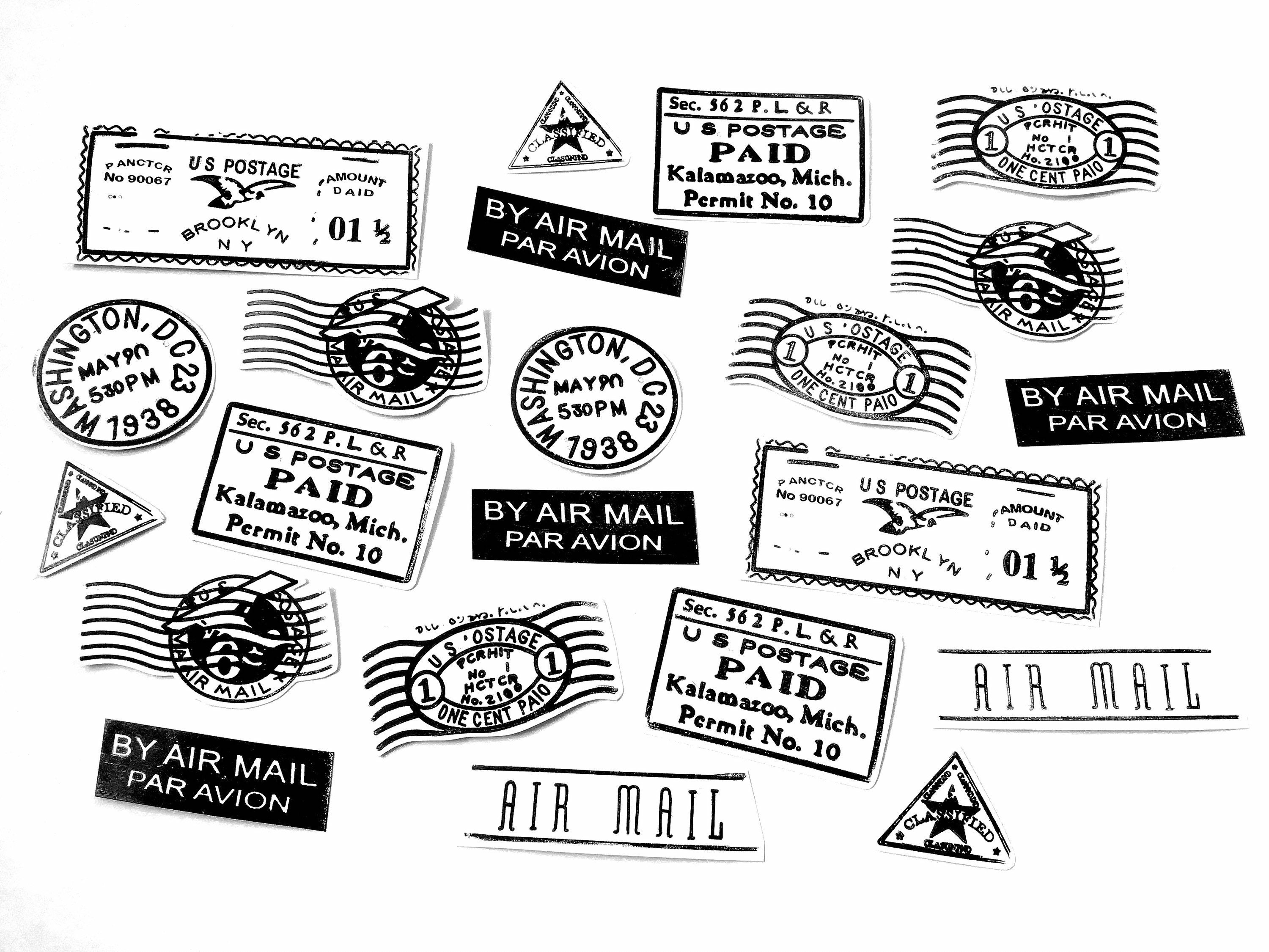 US Postal hand Stamped Stickers Pack of 20 for envelope Etsy
