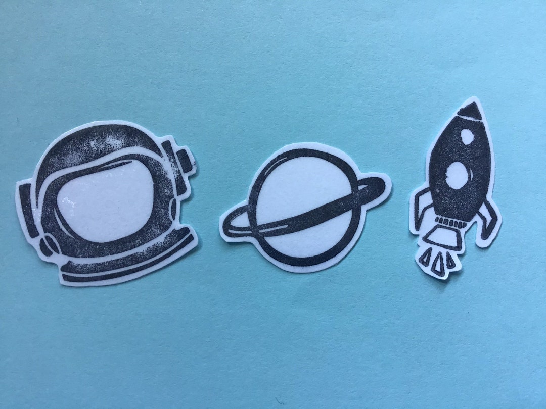 20 Assorted Space Themed Hand Stamped Stickers - Etsy
