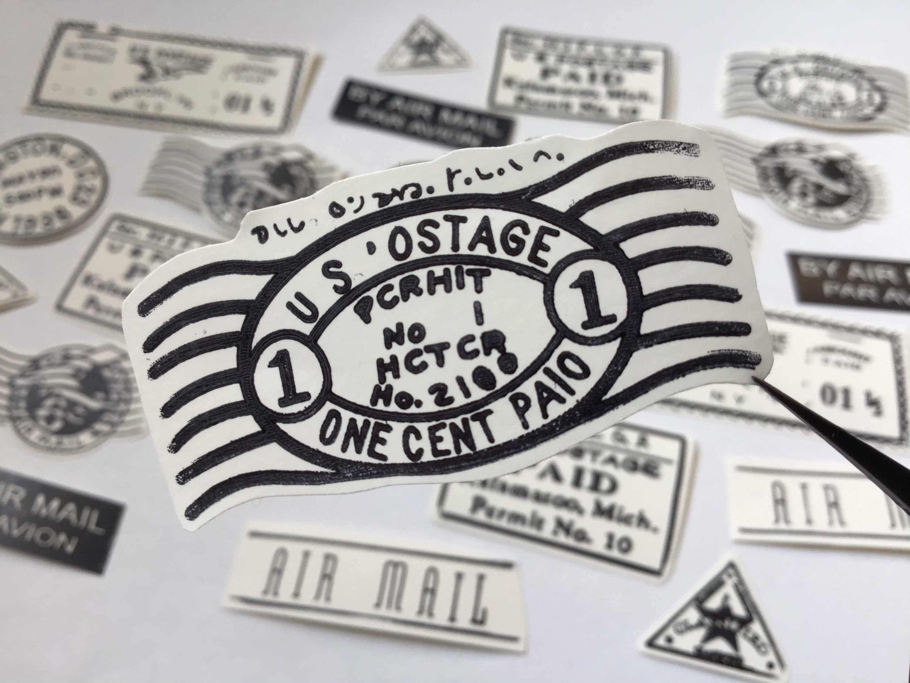 US Postal Hand Stamped Stickers Pack of 20 for Envelope Etsy UK