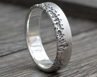 Sterling Silver Ring - Wedding Band - Oxidized Ring - Mens Ring - Matt - Simple silver ring - Unique Ring - Unique Band - 5th Anniversary