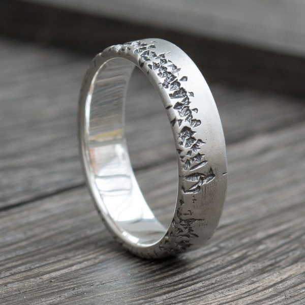 Anillo de plata de ley - alianza - anillo oxidado - anillo para hombre - mate - anillo de plata simple - anillo único - banda única - 5o aniversario