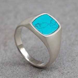 Classic Signet Ring, Ring For Men, Wedding Band, Vintage Ring, Turquoise Stone, Boyfriend Giftt, Unique Ring, Pinky Ring, Engagement Ring Turquoise