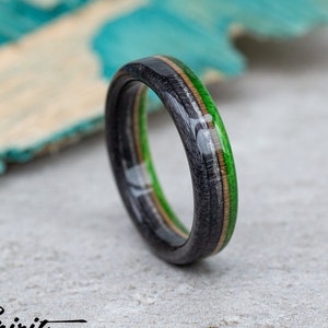 Canadian Maple Wood ring, Wedding Bands, 5 year Anniversary, Dark Gray Ring, Boyfriend Gift, Ring For Me, Green Wood Band,