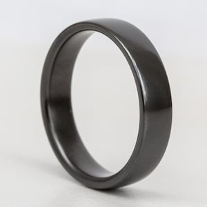 Black Zirconium Ring - Minimalist Wedding Band for Men - Polished Engagement Ring - Anniversary Gift - Boyfriend Gift - Unique Male Ring