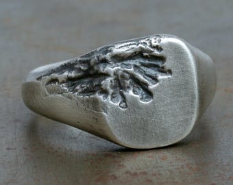 Oxidized Silver Signet Ring - Rustic Handmade Rings for Men - Pinky Ring or Wedding Band - Vintage -Boyfriend Gift - Minimalist Men Jewelry